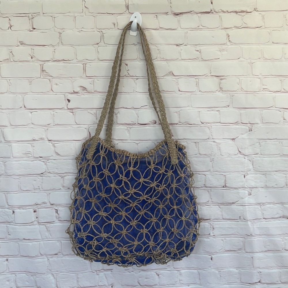 80’s Woven twine/straw patterned Beach mesh bag RARE FIND!